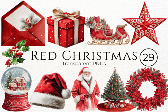 Download Red Christmas Watercolor Clipart - Red christmas watercolor Collection