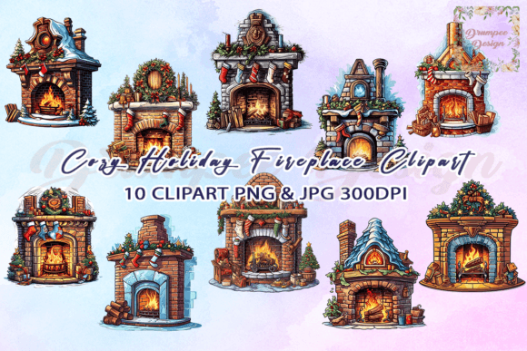Download Cozy Holiday Fireplace Clipart - Cozy holiday Collection