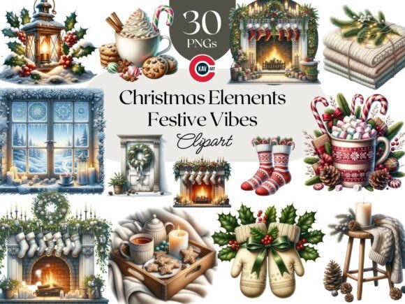 Download Cozy Christmas Holiday Clipart Bundle - Holiday clipart bundle Collection