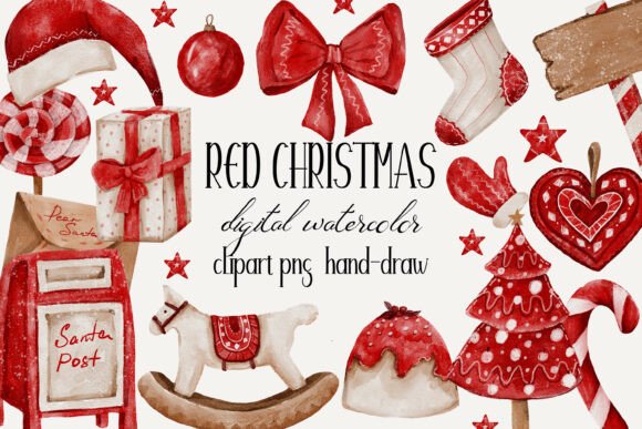Download Red Christmas Watercolor Clipart Png - Red christmas watercolor Collection