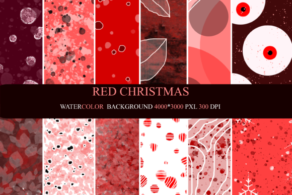 Download Red Christmas Watercolor Digital Paper - Red christmas watercolor Collection